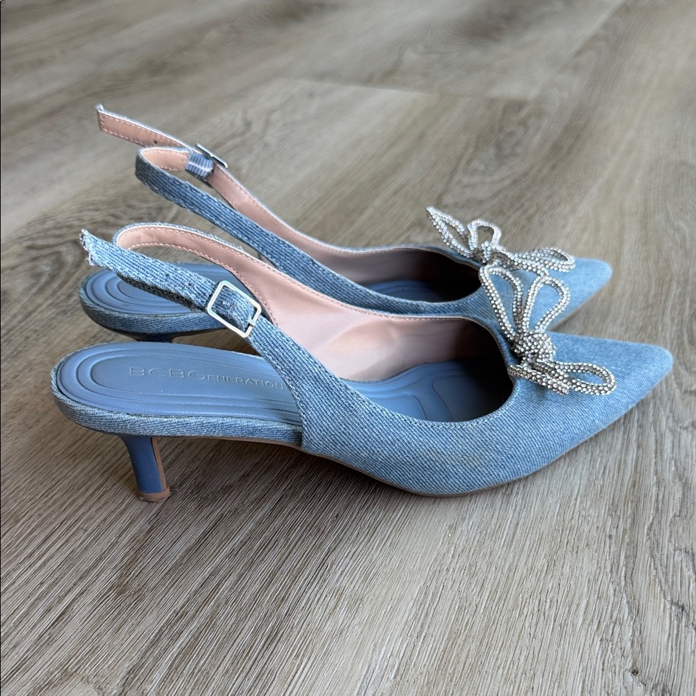 BCBGeneration Light Blue Pointed Slingback Flats … - image 2